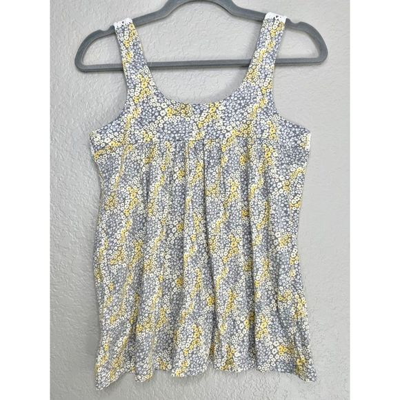 Vintage Y2K Gray & Yellow Floral Peplum Tank Top Decree GUC Womens Size M - Picture 8 of 9